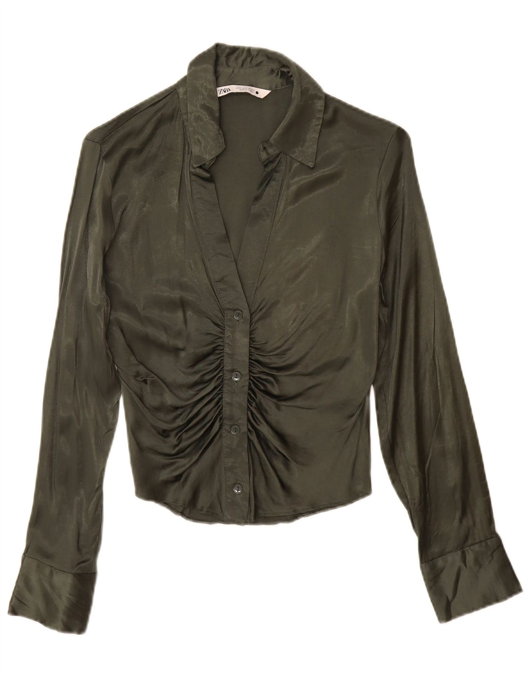 Zara Damen Hemdbluse UK 10 Small Grüne Viskose