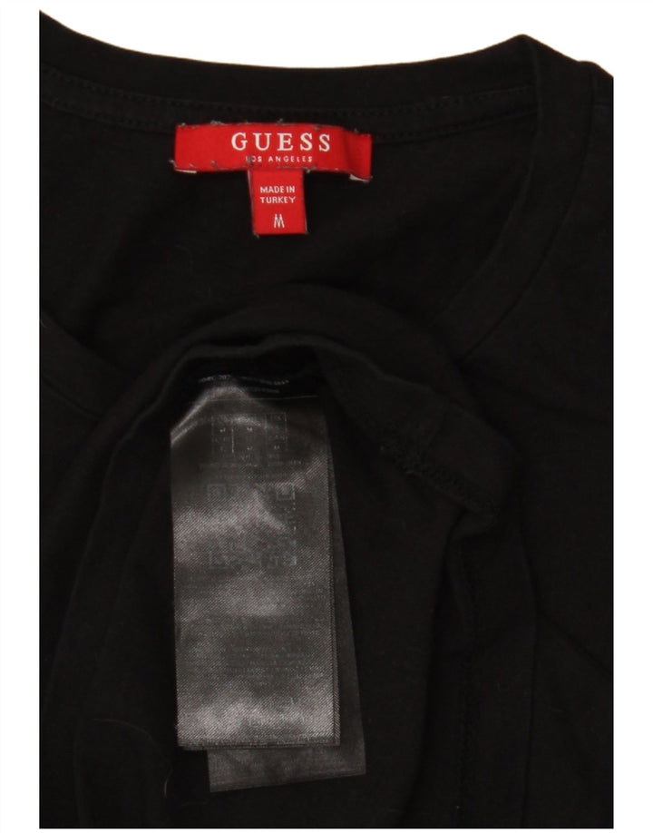 GUESS Damen Grafik T-Shirt Top UK 12 Medium Schwarz Baumwolle