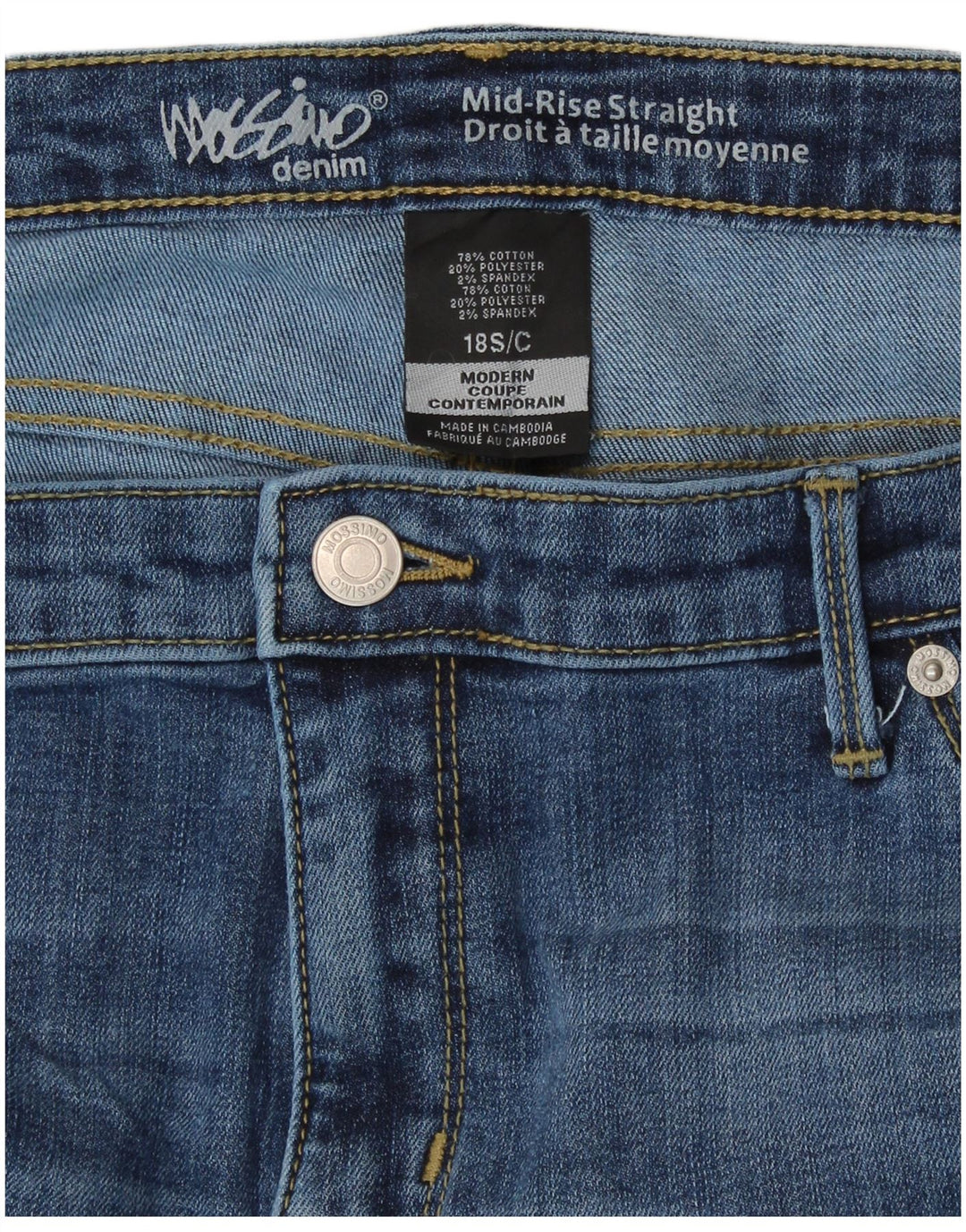 Mossimo Damen Mid Rise Straight Jeans US 18 2XL W40 L29 Blaue Baumwolle