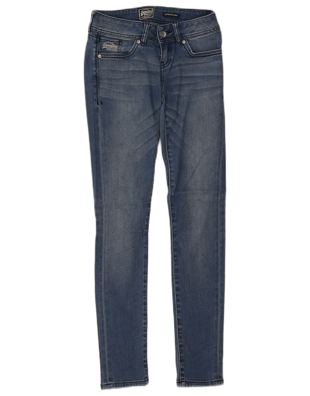 SUPERDRY Damen Super Skinny Jeans W26 L30 Blaue Baumwolle