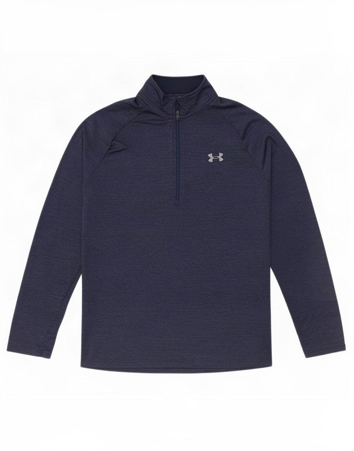 Under Armour Herren-Pullover-Trainingsoberteil mit Reißverschluss und Halsausschnitt, mittelgroß, Marineblau