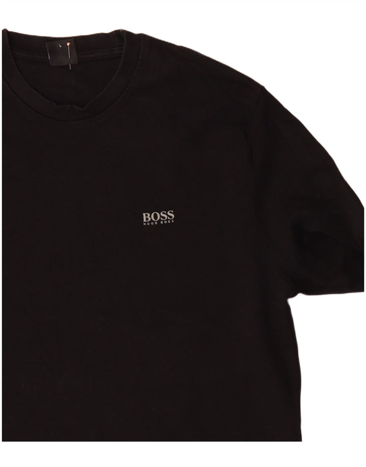 HUGO BOSS Damen Top Langarm UK 14 Große schwarze Baumwolle