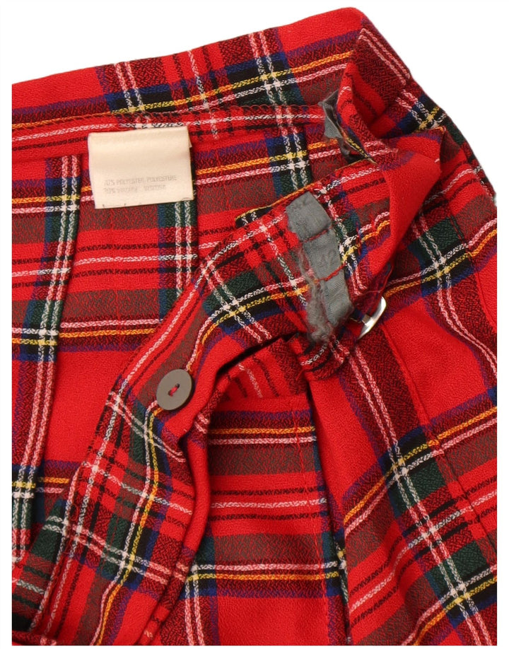 Vintage Damen Faltenwickelrock IT 42 Medium W30 Rot kariertes Polyester