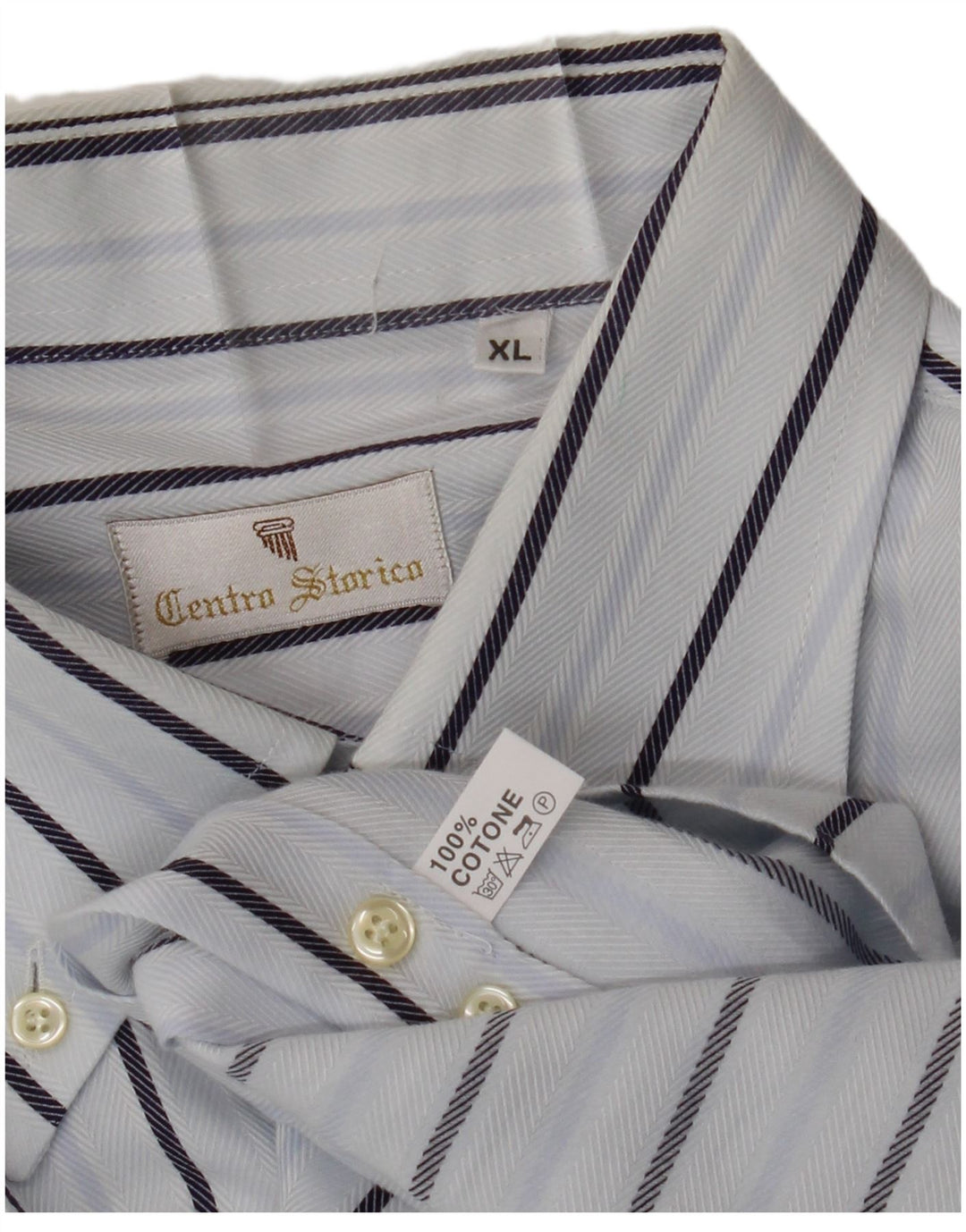 VINTAGE Herrenhemd XL Weiße Nadelstreifen-Baumwolle