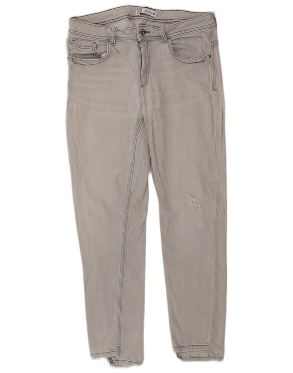 Zara Damen Distressed Skinny Jeans EU 44 Large W34 L26 Grau