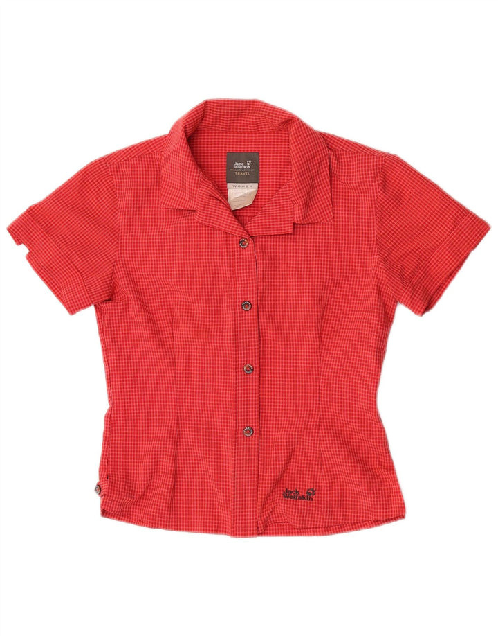 Jack Wolfskin Damen Kurzarmhemd UK 8 Small Red Check Polyester