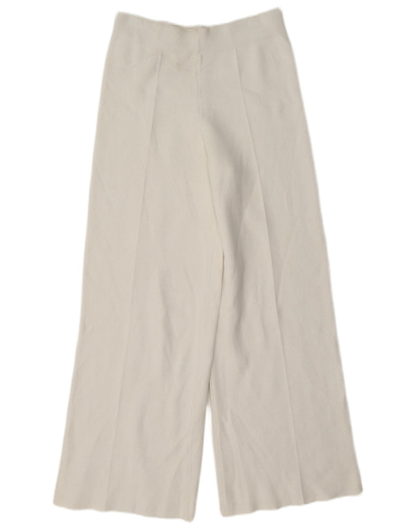 Zara Damen-Trainingshose mit weitem Bein, UK 8, Größe S, weiße Viskose