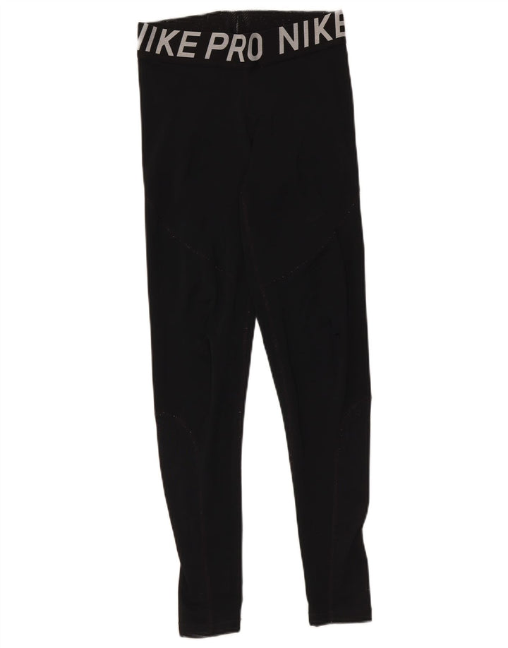 Nike Damen Dri Fit Graphic Leggings UK 14 Medium Schwarz