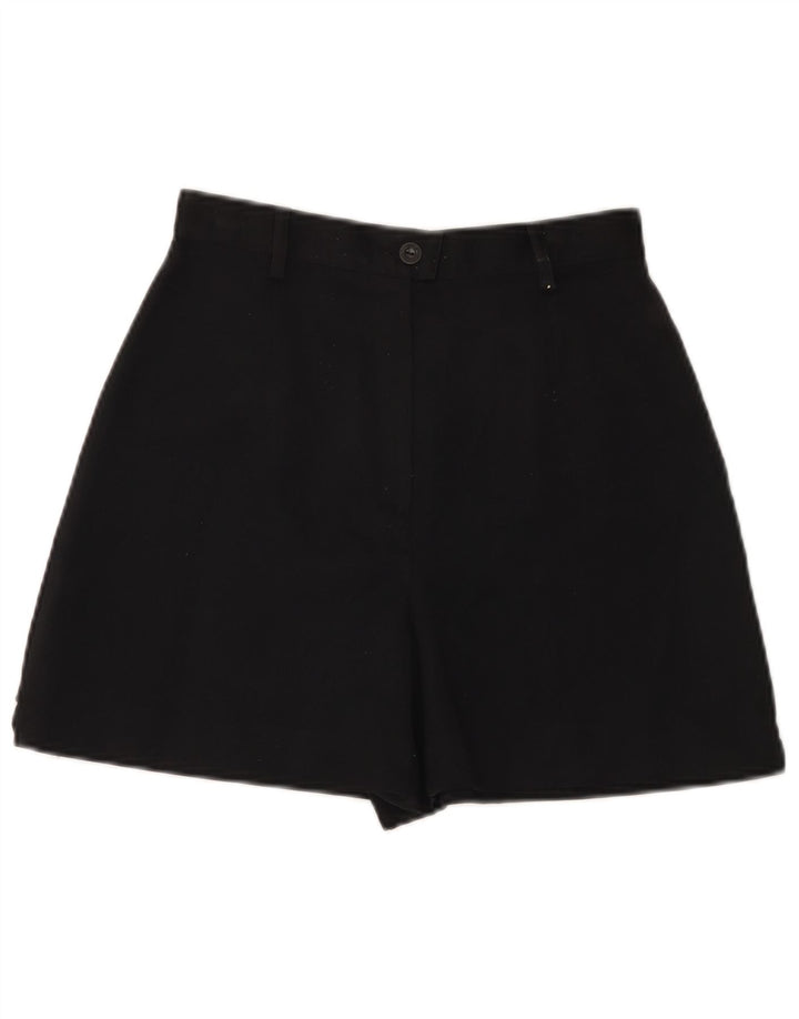 Vintage Damen High Waist Casual Shorts Klein W26 Schwarz Polyester