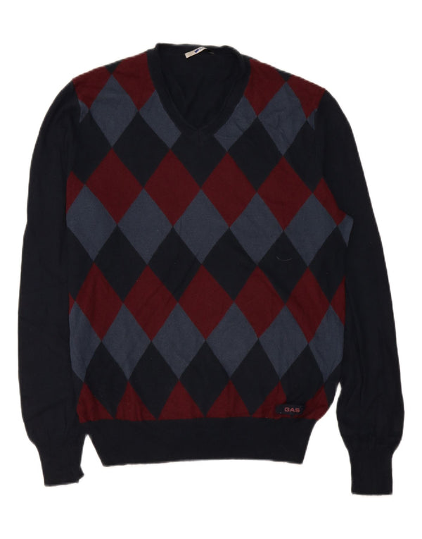 Gas Damen-Pullover mit V-Ausschnitt, UK 20 2XL, Marineblau, Argyle/Diamant-Viskose
