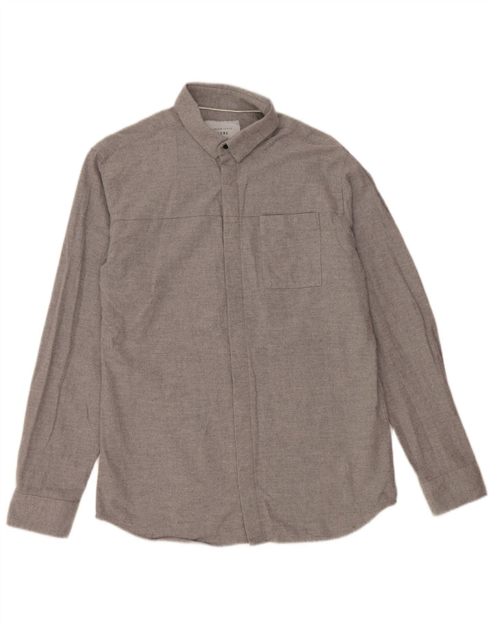 JACK & JONES Herren-Flanellhemd mit normaler Passform, mittelgraue Baumwolle