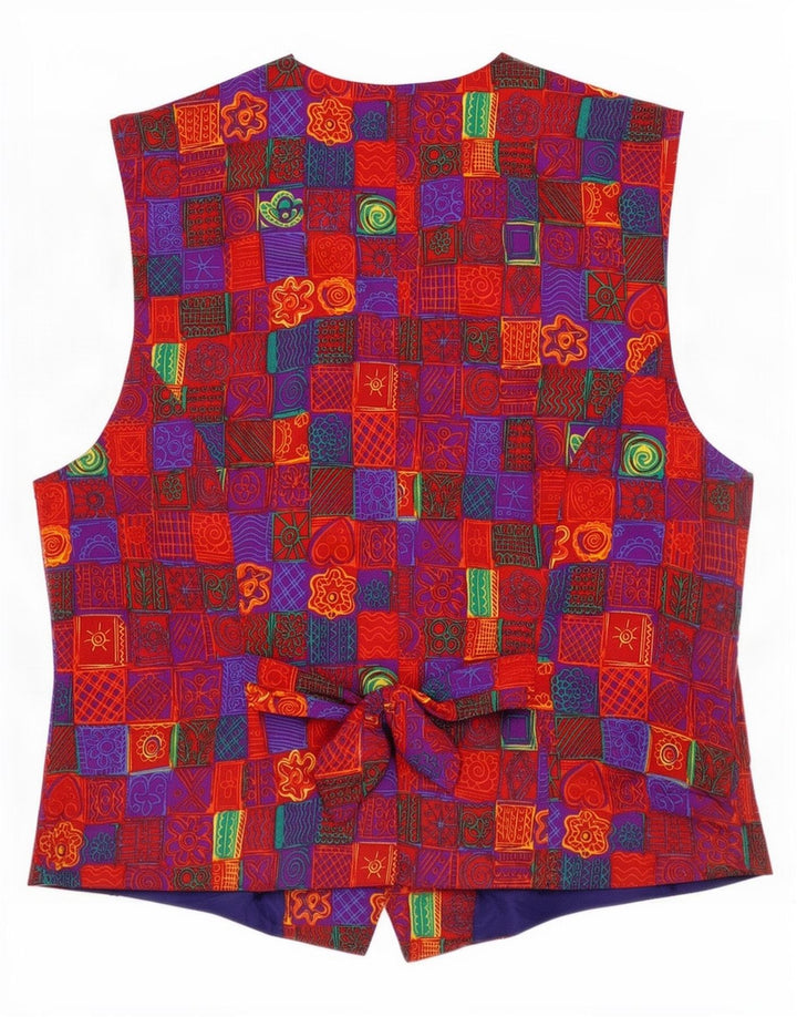 Vintage Damen Weste EU 38 Mittelrot Patchwork Viskose
