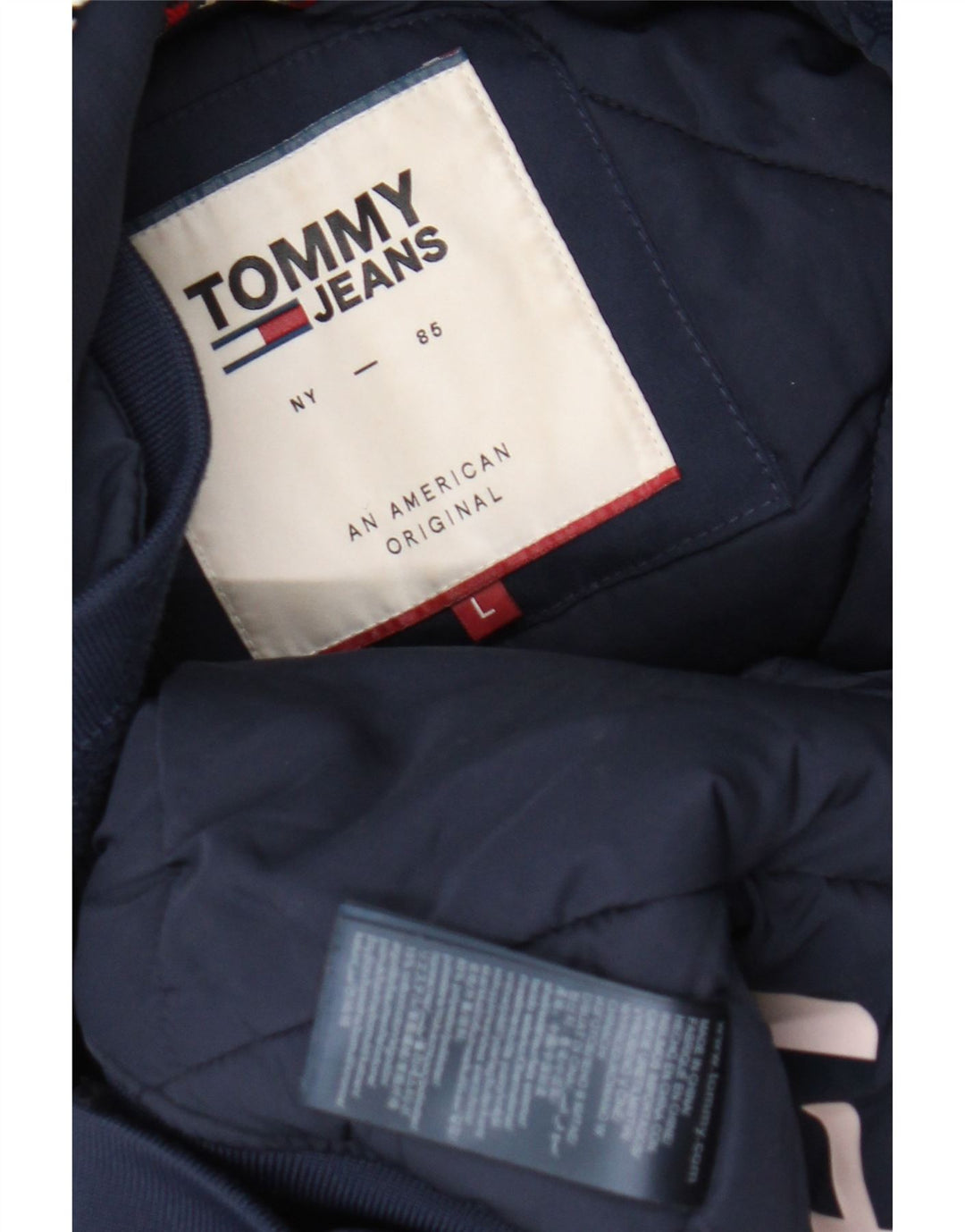 Tommy Hilfiger Herren-Jacke mit Kapuze, gepolstert, UK 40, Größe L, Marineblau, Polyester