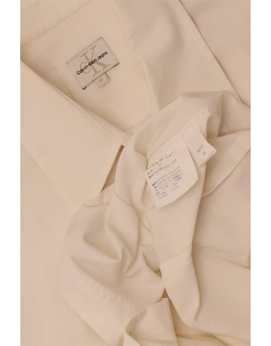 Calvin Klein Jeans Herren-Kurzarmhemd aus mittelweißer Baumwolle