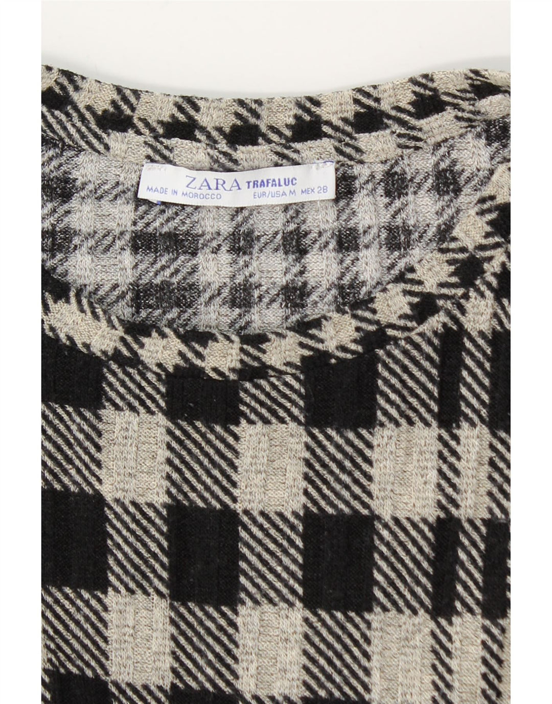 Zara Damen Strickkleid mit Stufen, UK 12, mittelgrau kariert