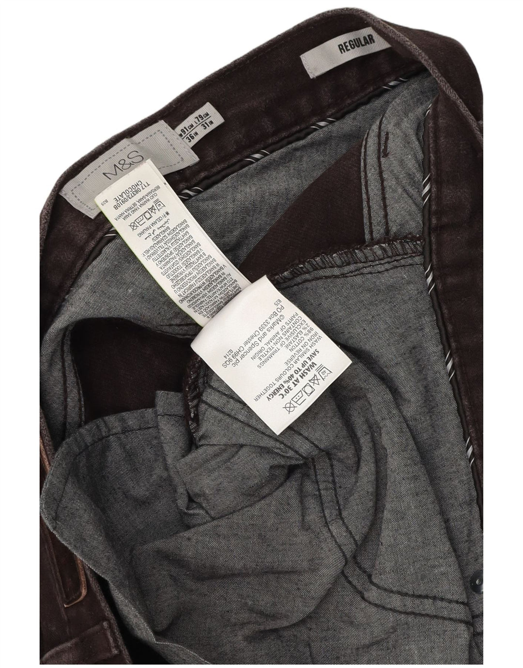 Marks & Spencer Herren-Freizeithose, normal, W36, L31, braun, Baumwolle