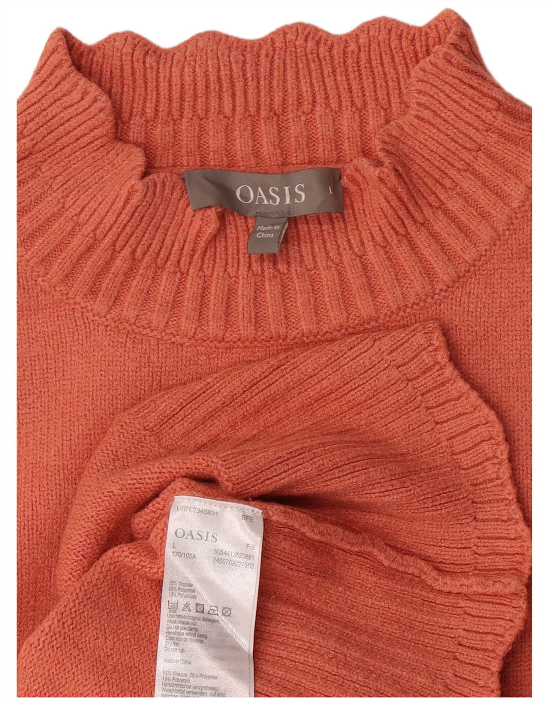 Oasis Rollkragenpullover für Damen, UK 16, Größe L, Orange, Viskose