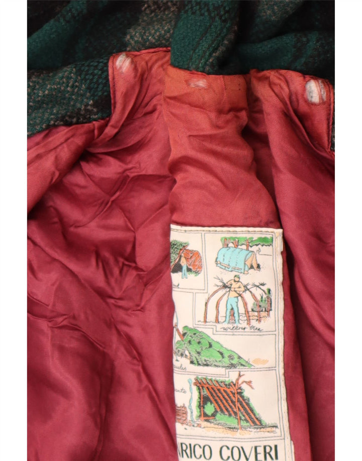Enrico Coveri Damen Dufflecoat mit Kapuze IT 44 mittelgrün karierte Wolle