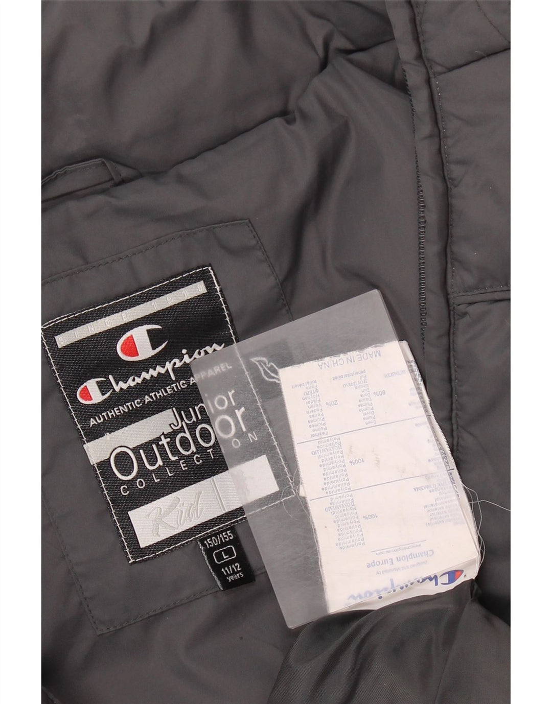 Champion Wattierte Jacke für Jungen, 11–12 Jahre, Größe L, Grau, Polyamid
