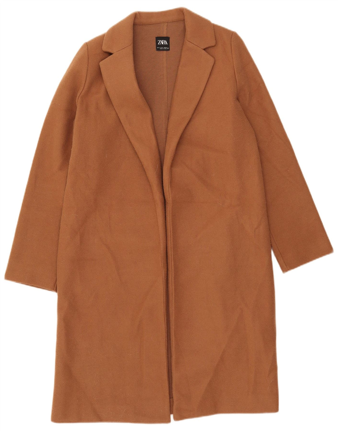 Zara Womens Open Overcoat UK 10 Small Braun Polyester