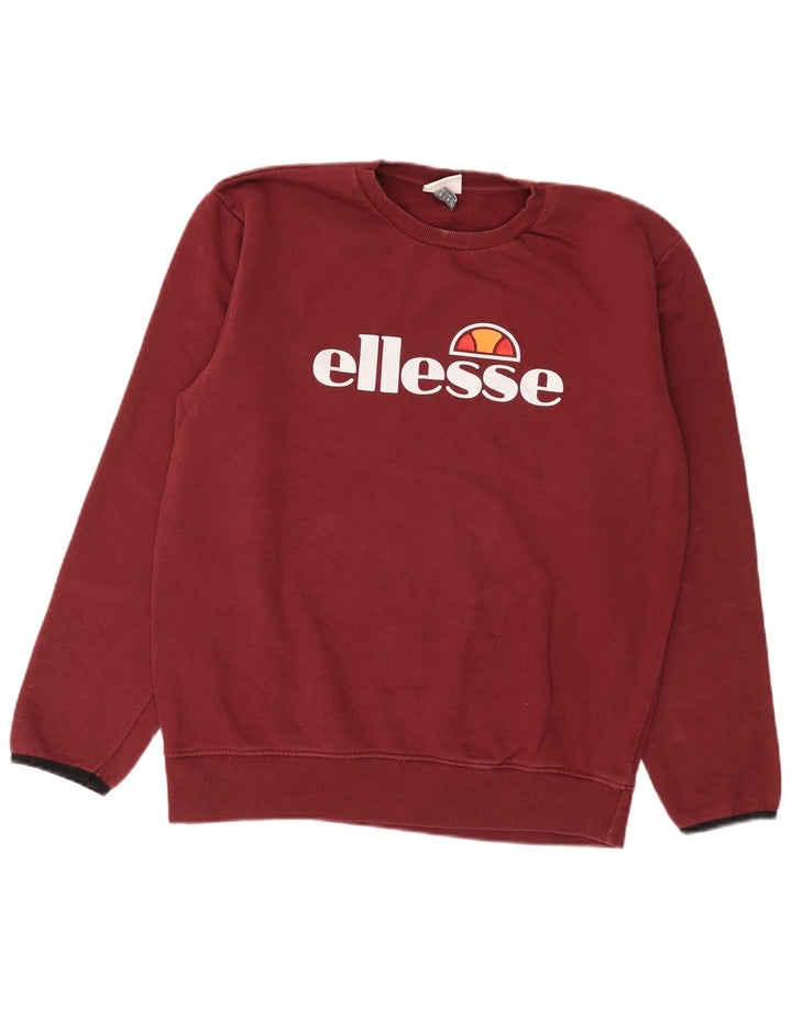 Ellesse Herren-Sweatshirt mit Grafik, Größe S, Burgunderrot, Baumwolle