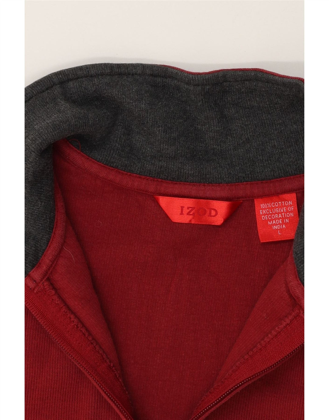 IZOD Mens Zip Neck Sweatshirt Jumper Large Red Cotton Vintage Izod and Second-Hand Izod from Messina Hembry 