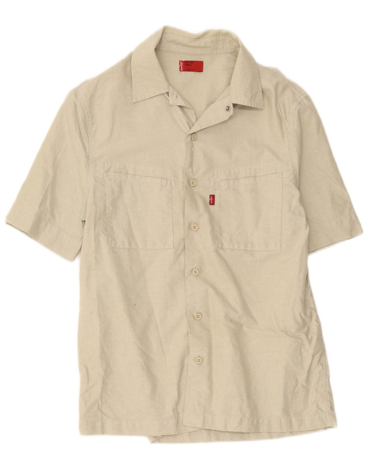 Levi's Herren Kurzarmhemd Small Beige Baumwolle