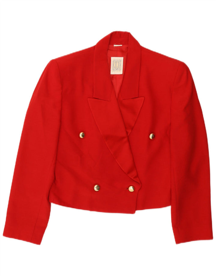 Ferre Damen Crop Zweireiher Blazer Jacke UK 14 Mittelrot