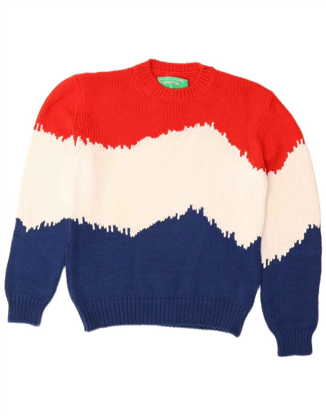 BENETTON Damen-Pullover mit Rundhalsausschnitt, Gr. 14, mittelmehrfarbig