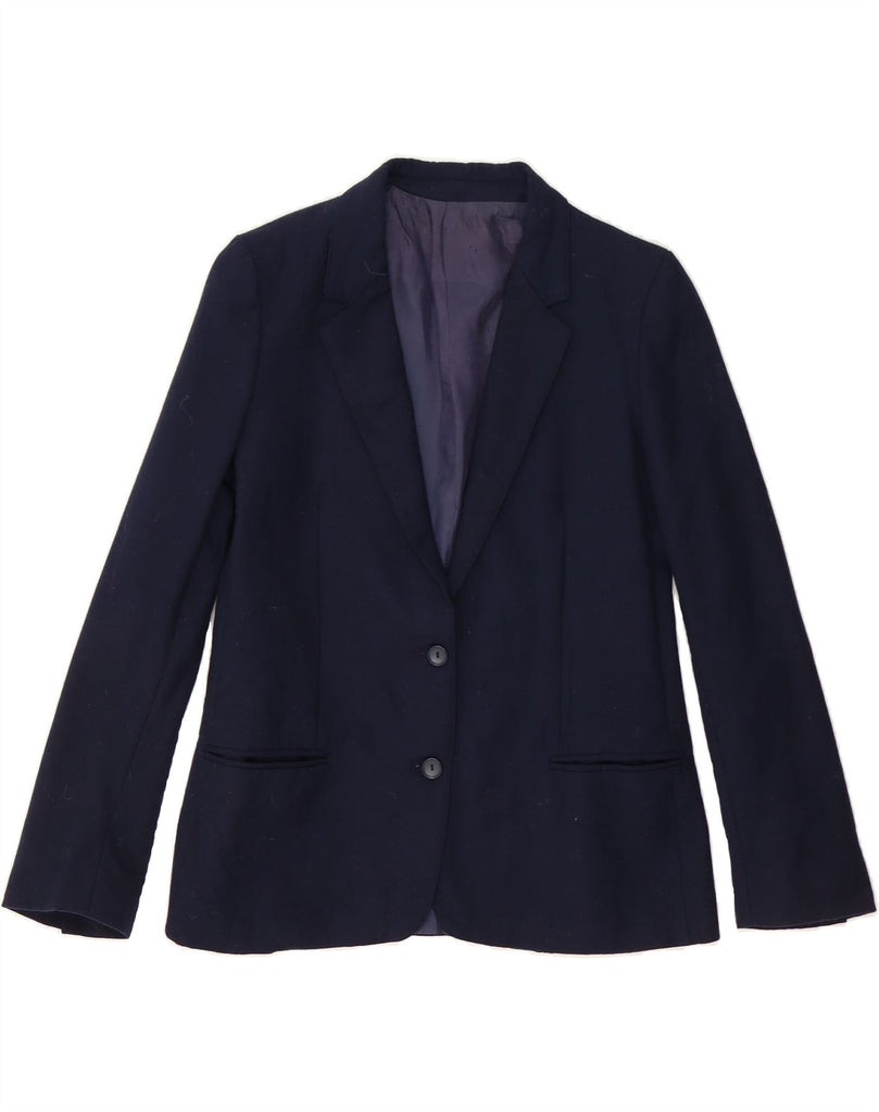 ST. BERNARD Womens 3 Button Blazer Jacket UK 14 Medium  Navy Blue Wool Vintage St. Bernard and Second-Hand St. Bernard from Messina Hembry 