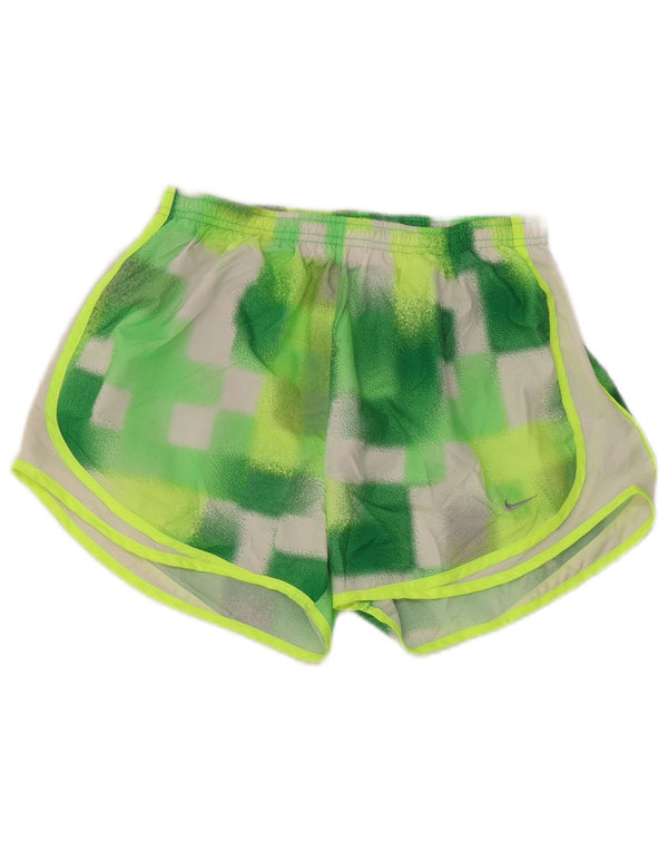 Nike Womens Dri Fit Sport Shorts UK 12 Medium  Green Geometric Polyester