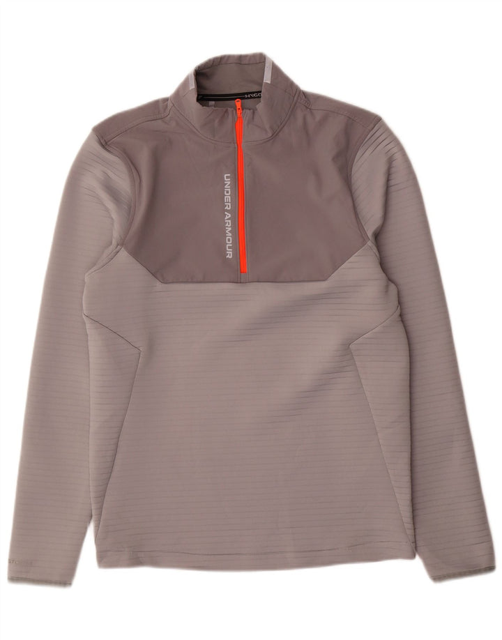 Under Armour Herren-Trainingsanzugoberteil mit grafischem Reißverschluss und Rundhalsausschnitt, Größe S, Grau