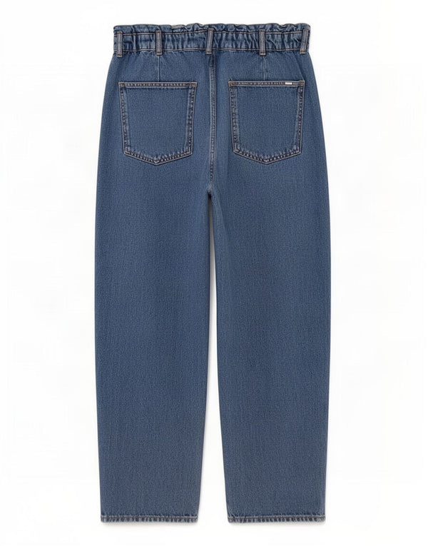 Zara Damen Crop High Waist Tapered Jeans EU 44 XL W34 L24 Blaue Baumwolle