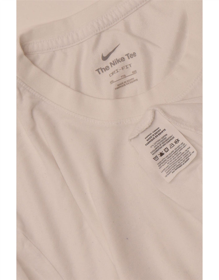 NIKE Herren Dri Fit T-Shirt Top 2XL Weiße Baumwolle