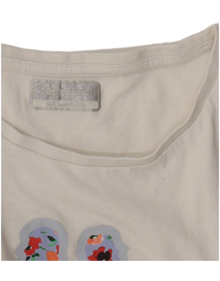 Kappa Damen Grafik T-Shirt Top UK 20 2XL Weiß