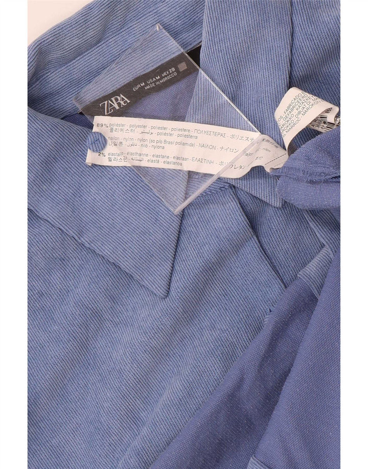 Zara Damen-Overshirt, übergroßes Hemd, UK 14, mittelblaues Polyester