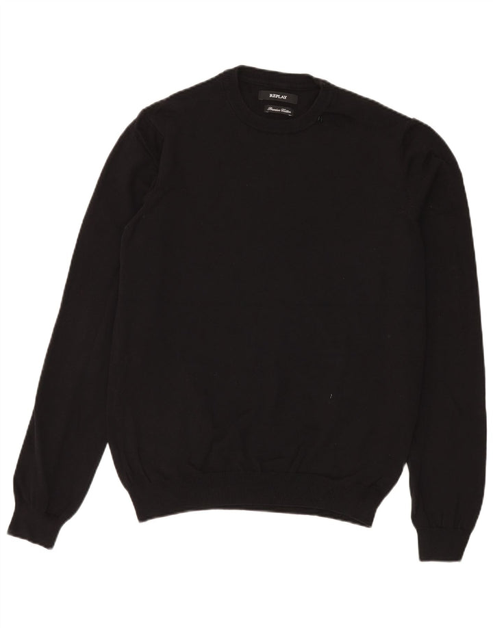 Replay Herren-Pullover mit Rundhalsausschnitt, mittelschwarze Baumwolle