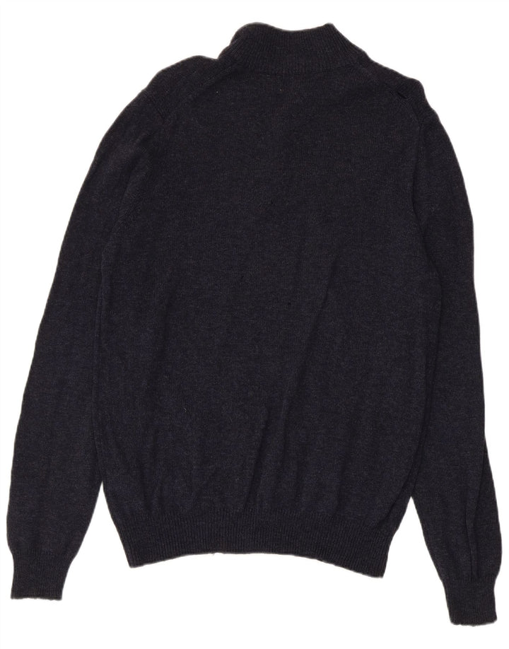 Marks & Spencer Herren-Pullover mit Reißverschluss am Hals, Mittelblau meliert