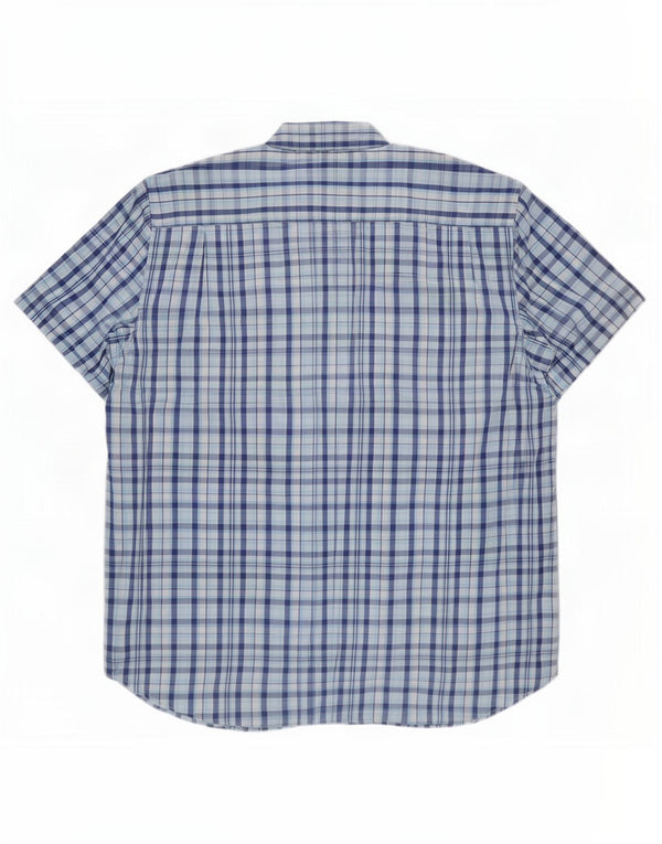 Harrison & Son Herren-Kurzarmhemd XL, blau kariert, Baumwolle