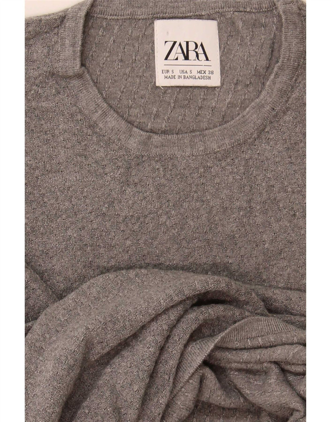 Zara Herren-Pullover mit Rundhalsausschnitt, Größe S, Grau