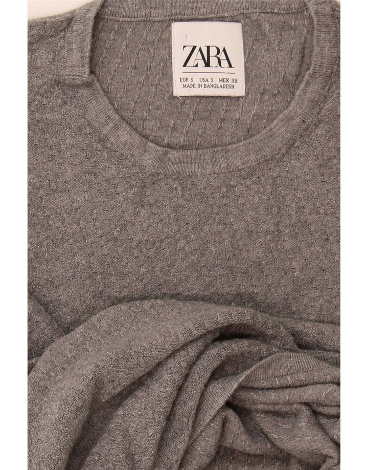 Zara Herren-Pullover mit Rundhalsausschnitt, Größe S, Grau
