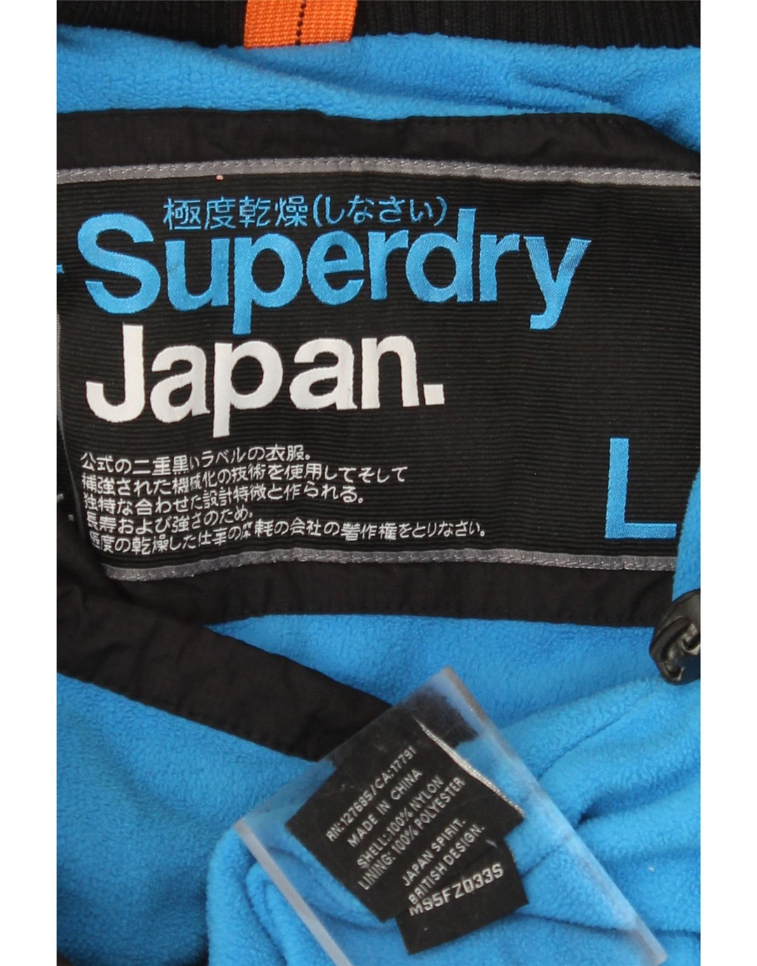SUPERDRY Damen-Windbreakerjacke mit Kapuze, UK 16, Größe L, schwarzes Nylon