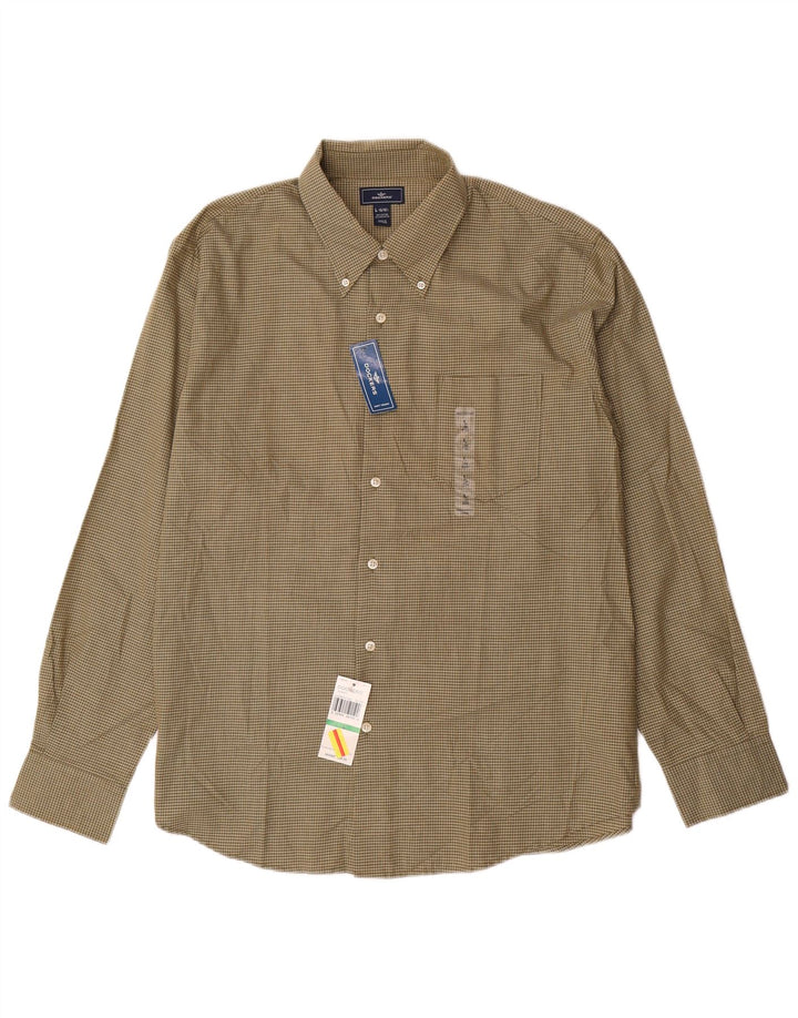 DOCKERS Herrenhemd, Größe 16 1/2, große Khaki-Karo-Baumwolle