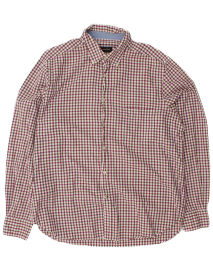 Massimo Dutti Herren Flanellhemd 2XL Burgundy Gingham