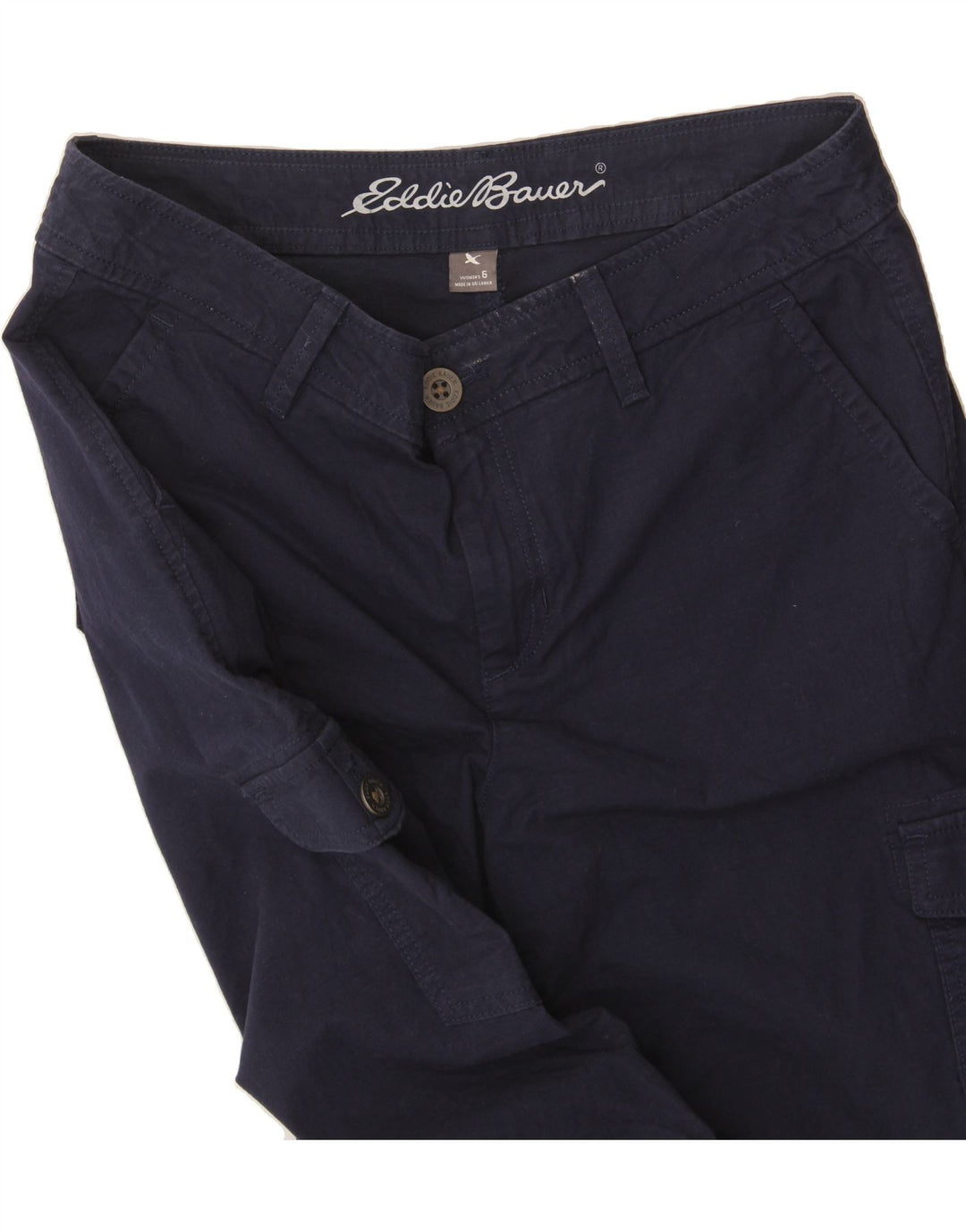 EDDIE BAUER Womens Straight Cropped Trousers US 6 Medium W30 L24 Navy Blue Vintage Eddie Bauer and Second-Hand Eddie Bauer from Messina Hembry 