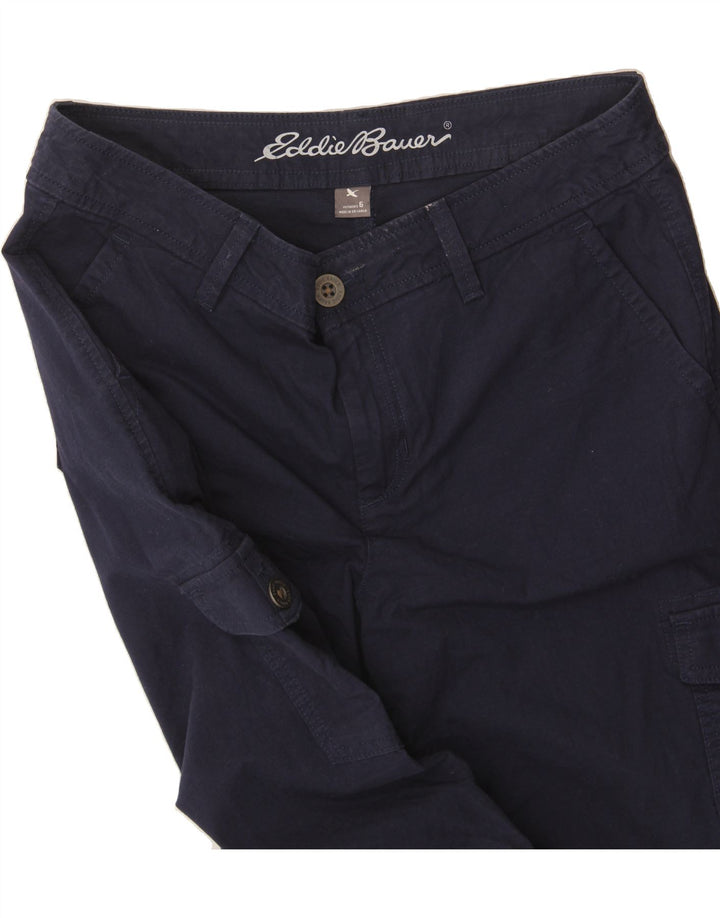 EDDIE BAUER Womens Straight Cropped Trousers US 6 Medium W30 L24 Navy Blue Vintage Eddie Bauer and Second-Hand Eddie Bauer from Messina Hembry 