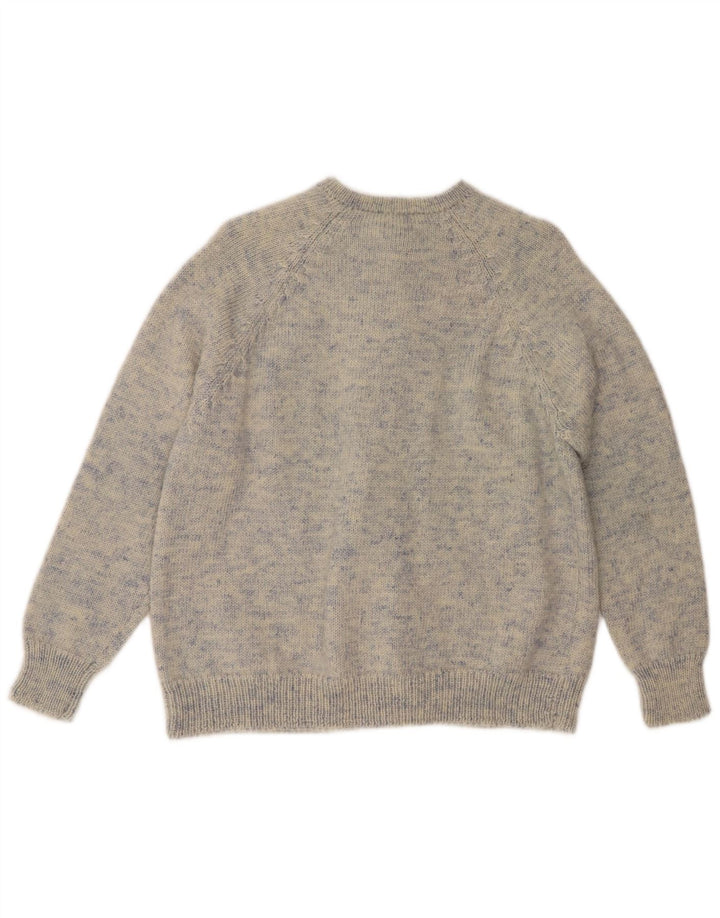 Vintage Damen Cardigan Pullover UK 16 Groß Blau meliert