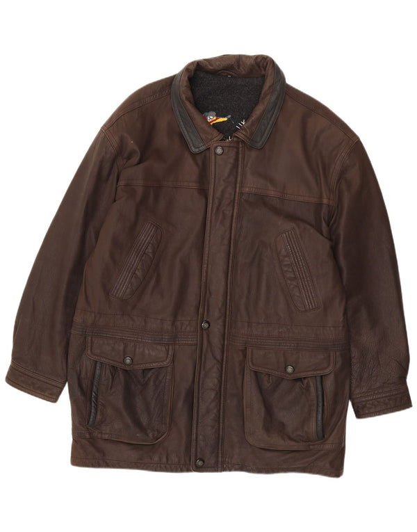 JOHN B Herren Lederjacke UK 46 3XL Braunes Leder