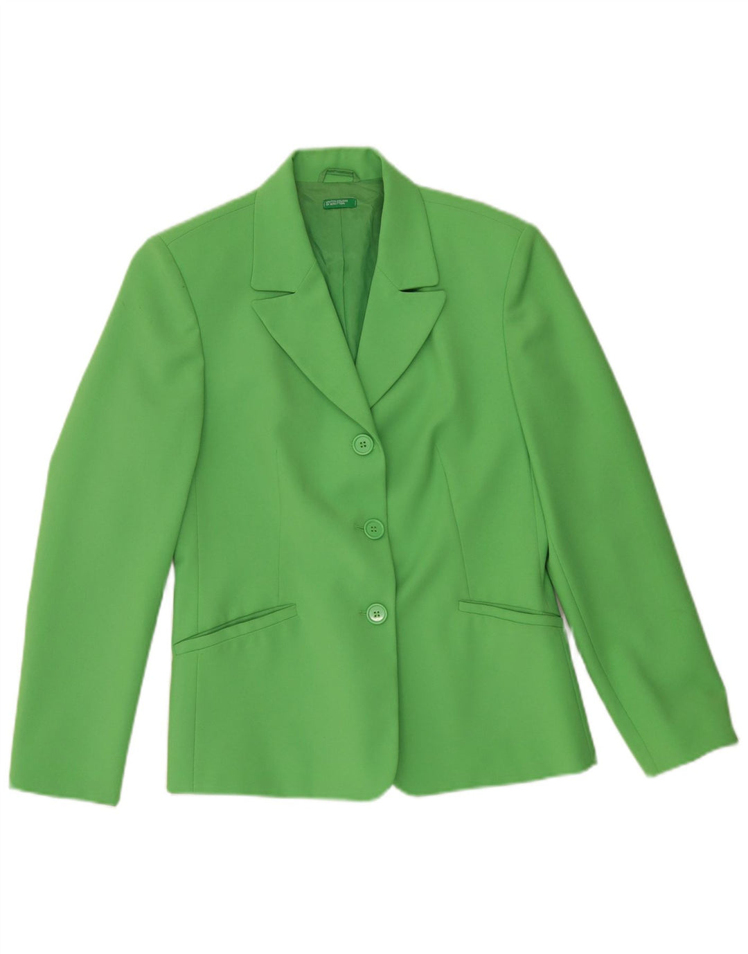 Benetton Damen 3-Knopf-Blazerjacke IT 42 Mittelgrünes Polyester