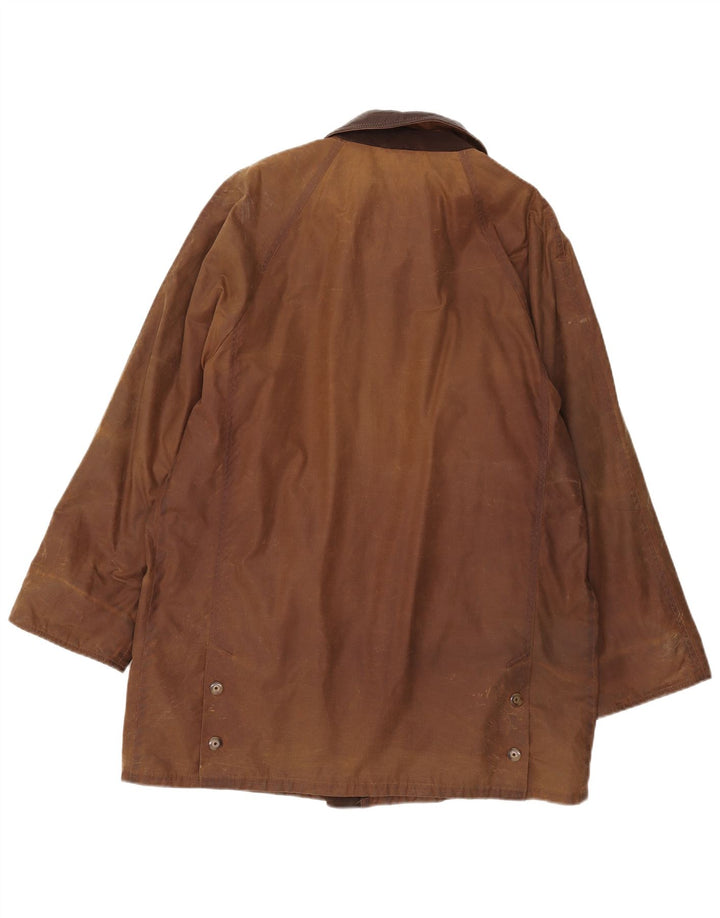 Michael Mortell Herrenjacke aus gewachster Baumwolle, UK 40, große braune Baumwolle